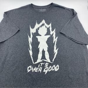Dragon Ball Z  T-Shirt Men's XXL It's Over 9000 Vegeta Silhouette Charcoal